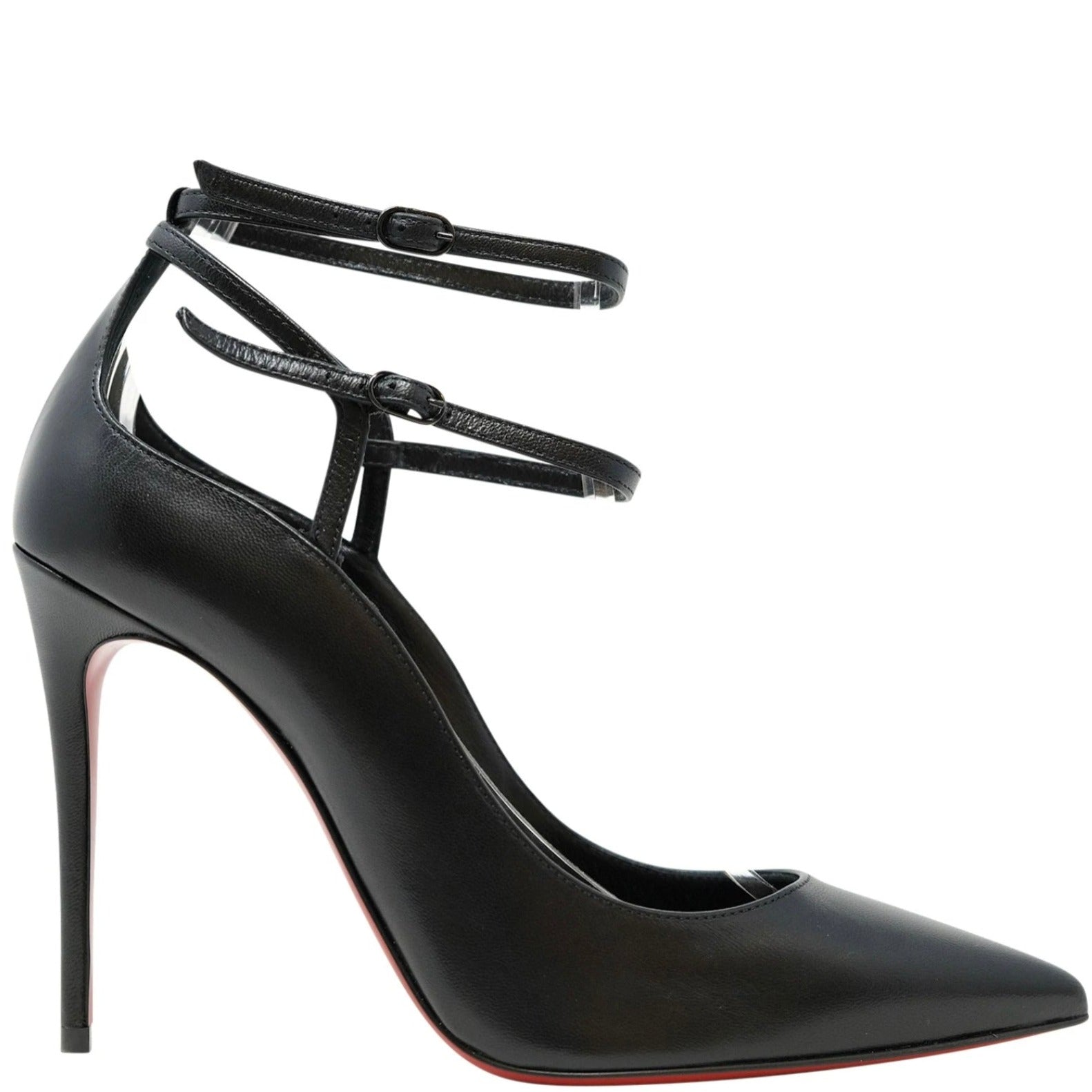 Black high heels with red bottoms best sale