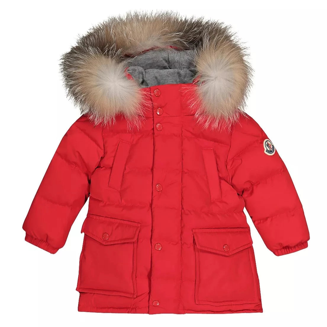 Red moncler sales with fur