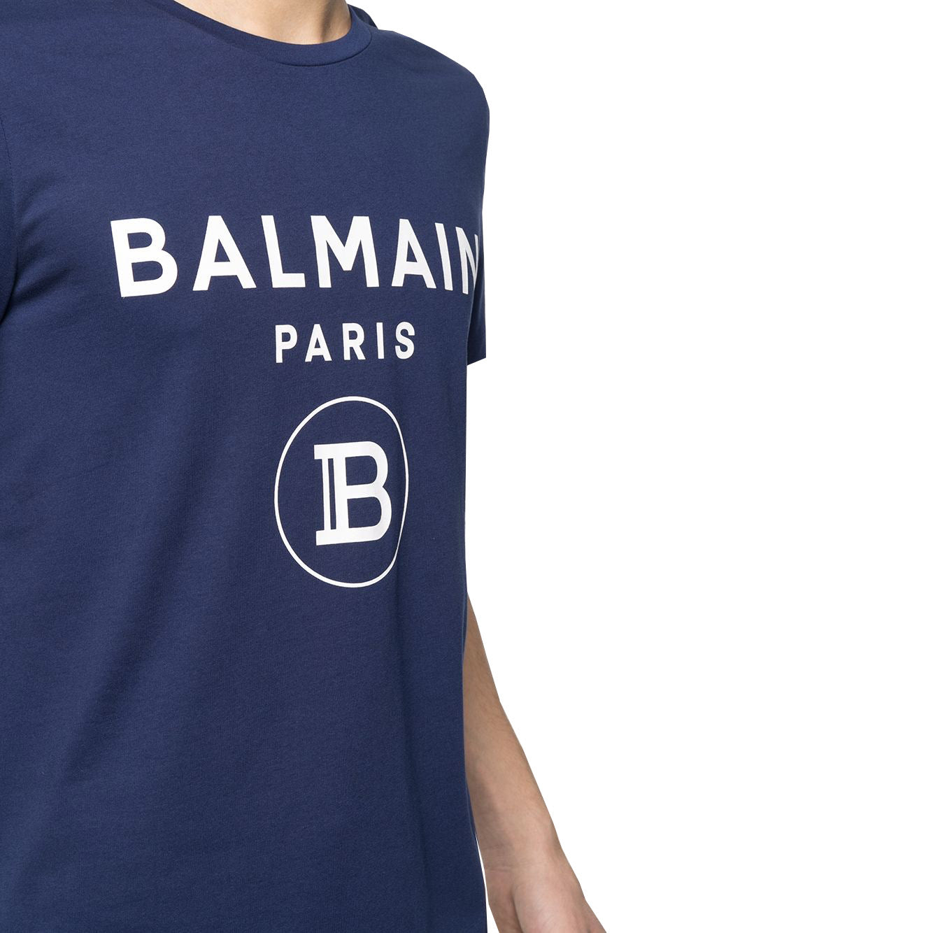 Balmain Blue Slim Fit Paris Logo T-Shirt T-Shirt Balmain