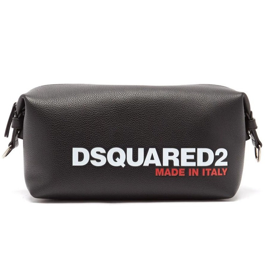DSQUARED2 Black Leather Logo Washbag Washbag DSQUARED2