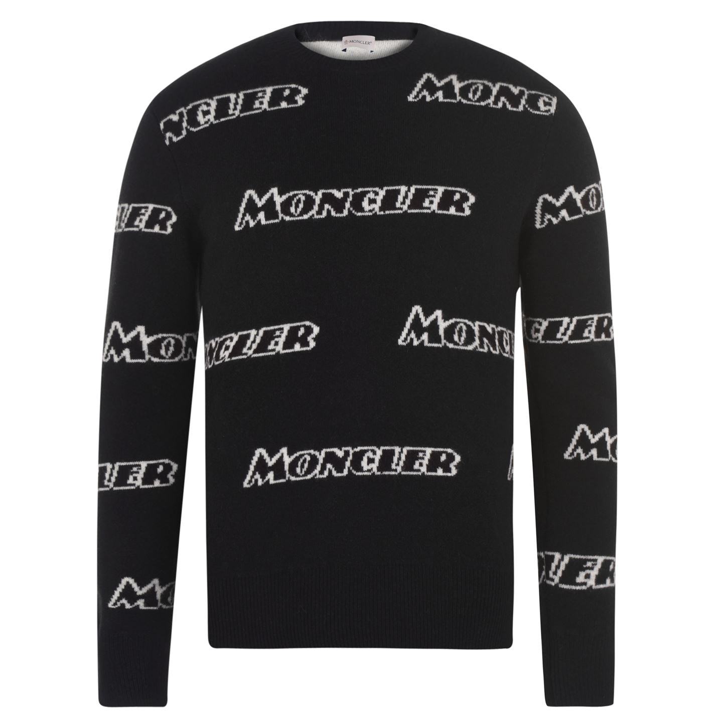 Moncler Black Slim All Over Print Knit Knitwear Moncler