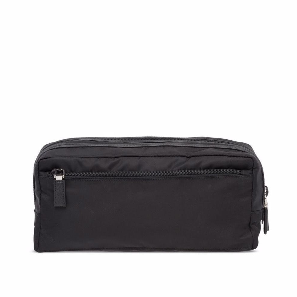 Prada Black Nylon Double Zip Washbag Washbag Prada