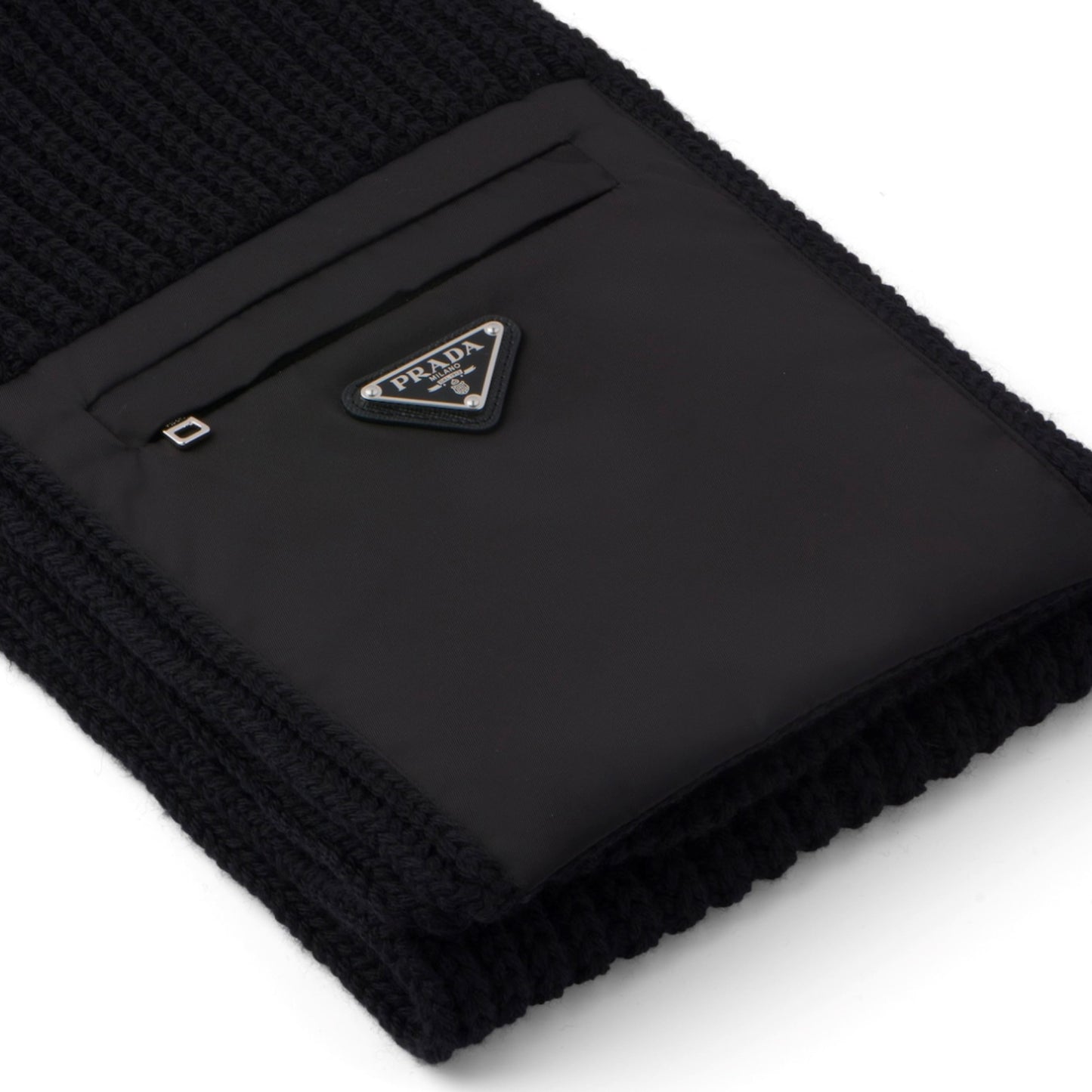 Prada Black Wool Plaque Scarf Scarf Prada