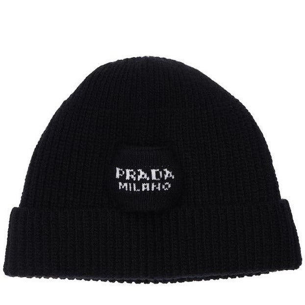 Prada Logo Wool Blend Beanie Beanie Prada