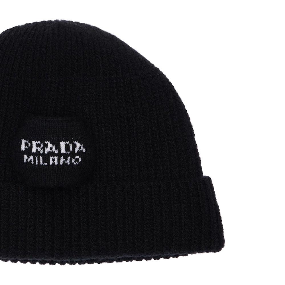 Prada Logo Wool Blend Beanie Beanie Prada