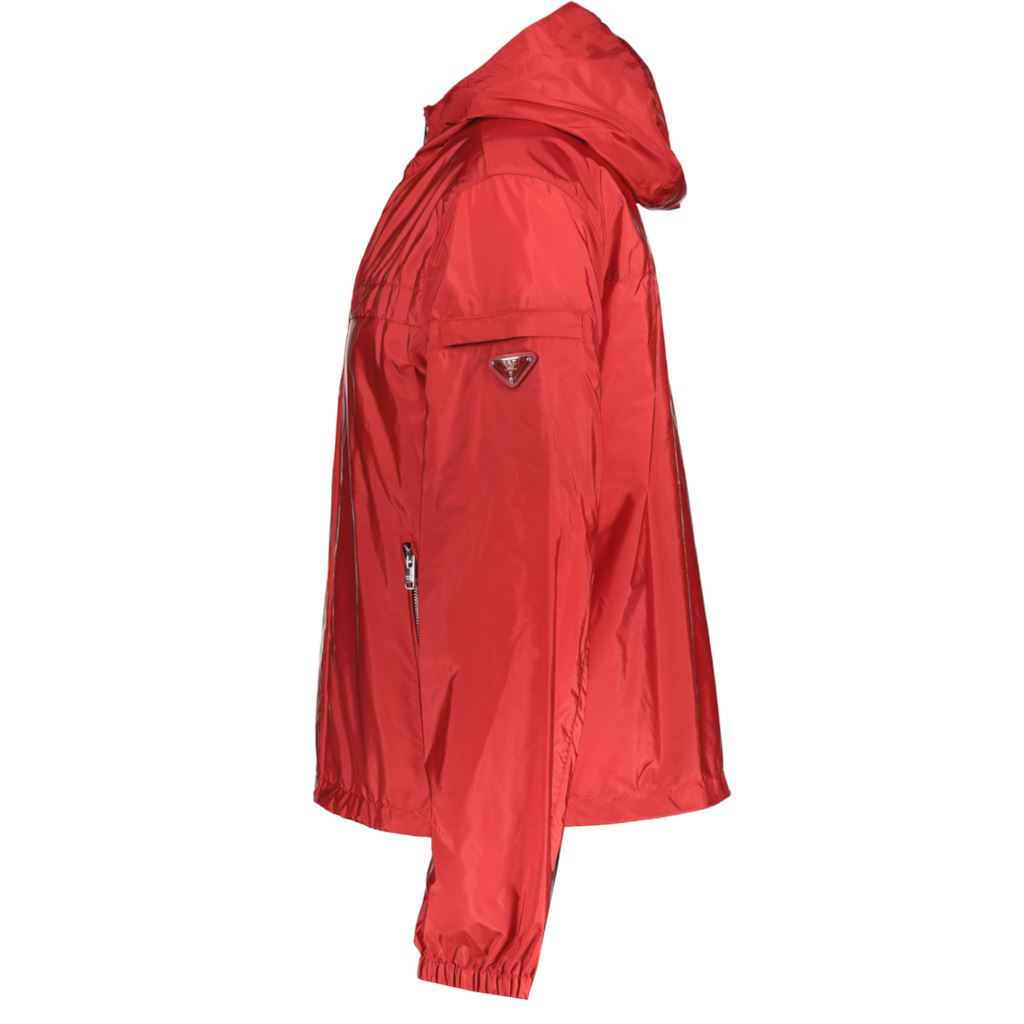 Prada Red Lightweight Hooded Jacket Jacket Prada