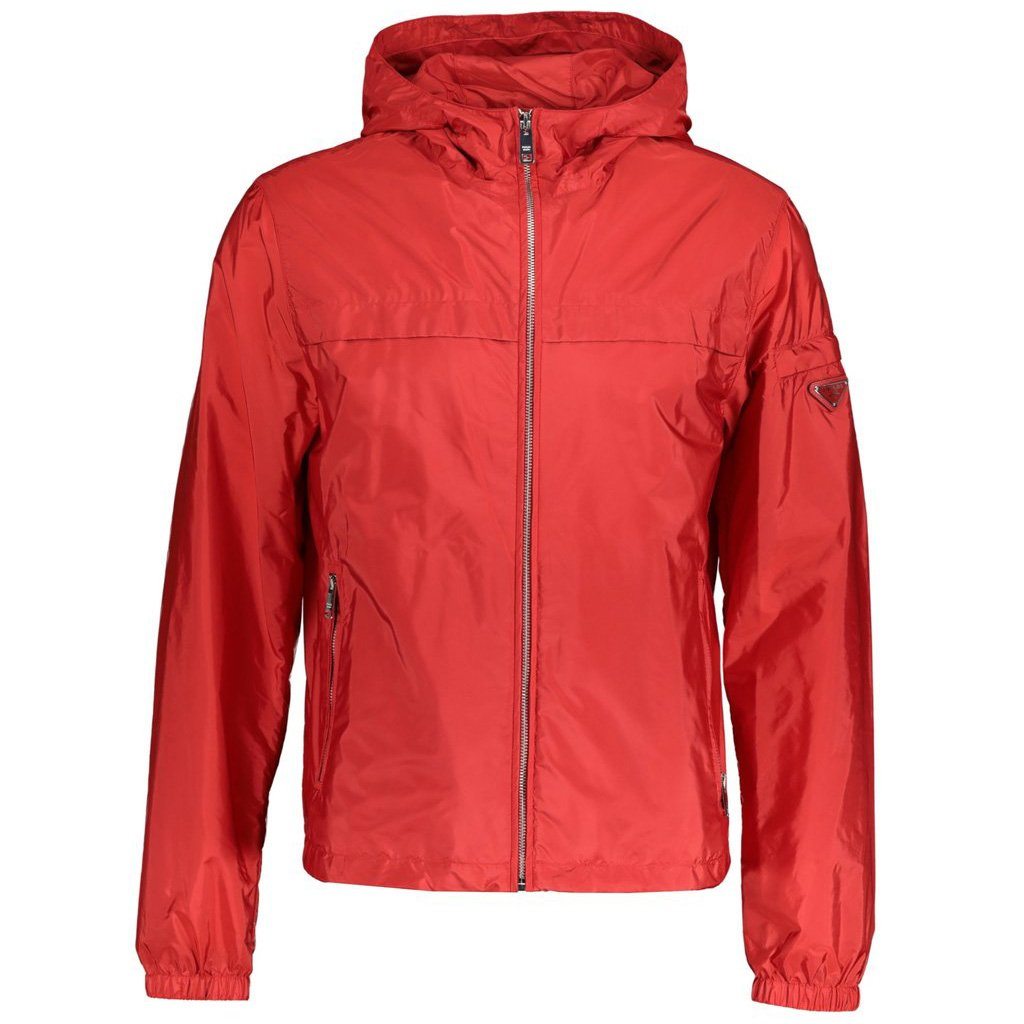 Prada Red Lightweight Hooded Jacket Jacket Prada