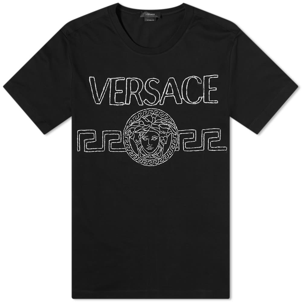 Versace Black Embellished Logo T-Shirt T-Shirt Versace