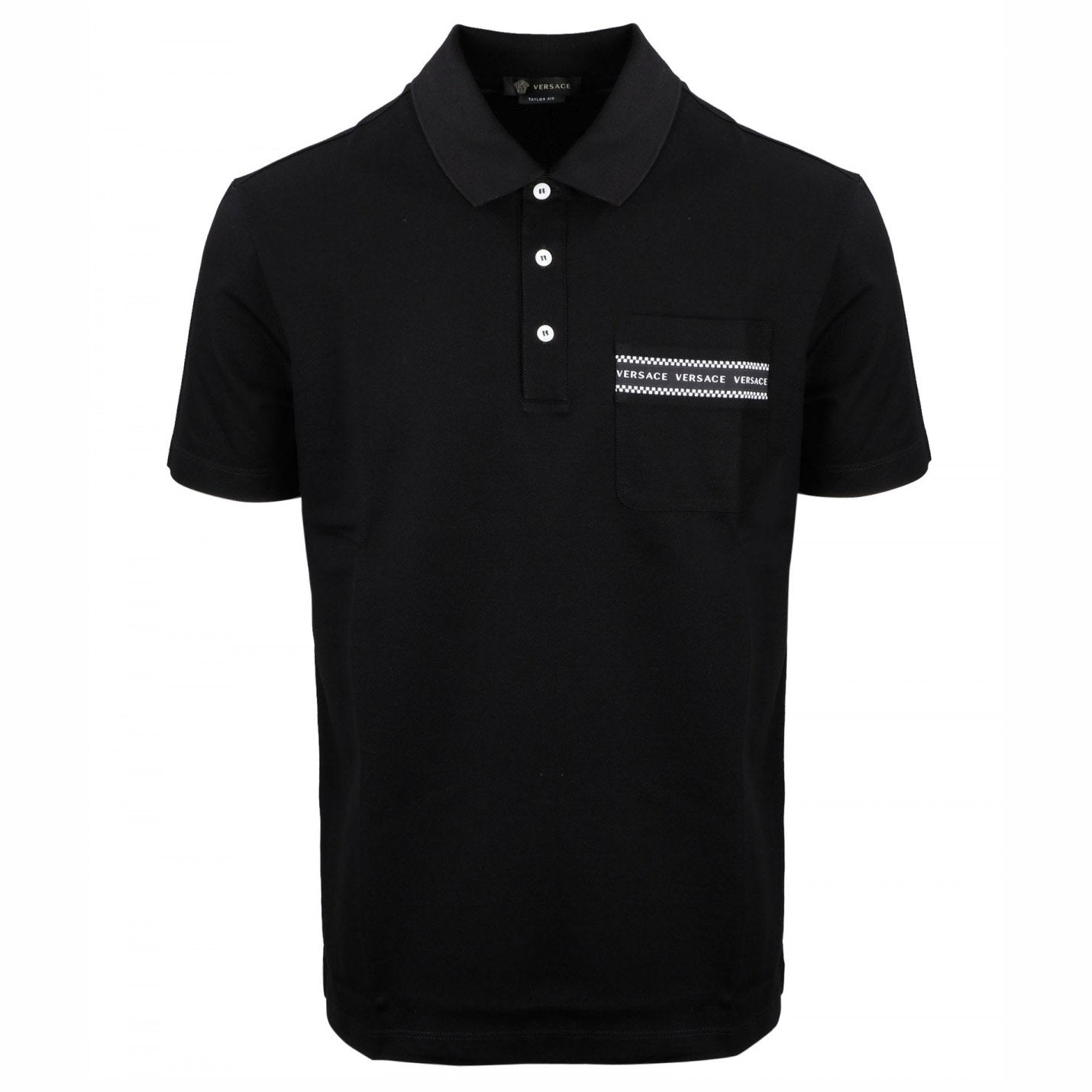 Versace Black Tape Pocket Polo Shirt Polo Shirt Versace