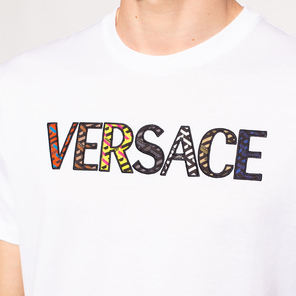 Versace White Embroidered Logo T-Shirt T-Shirt Versace