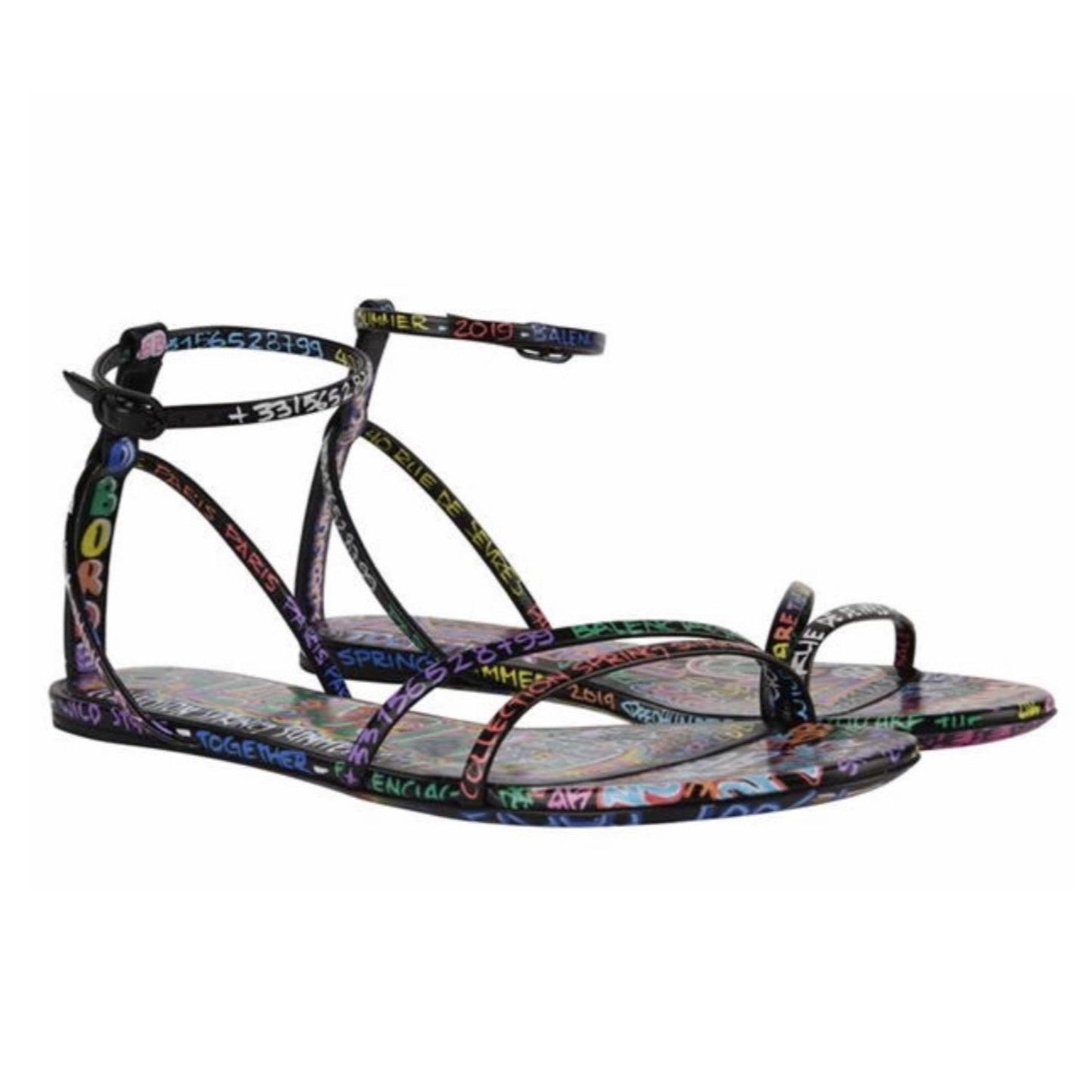 Womens Balenciaga Graffiti Sandals Womens Flats Balenciaga
