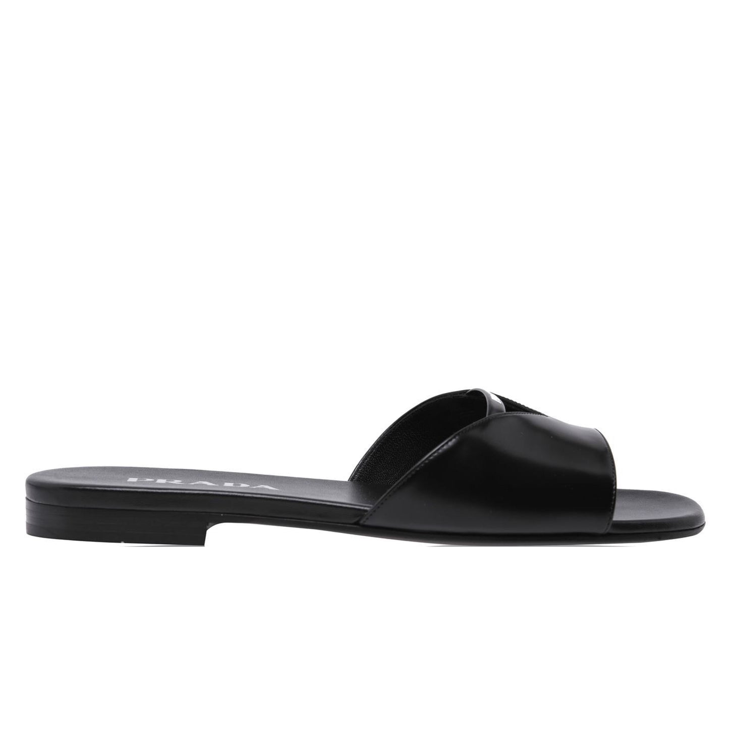 Womens Prada Black Leather Logo Sandals Womens Sliders Prada