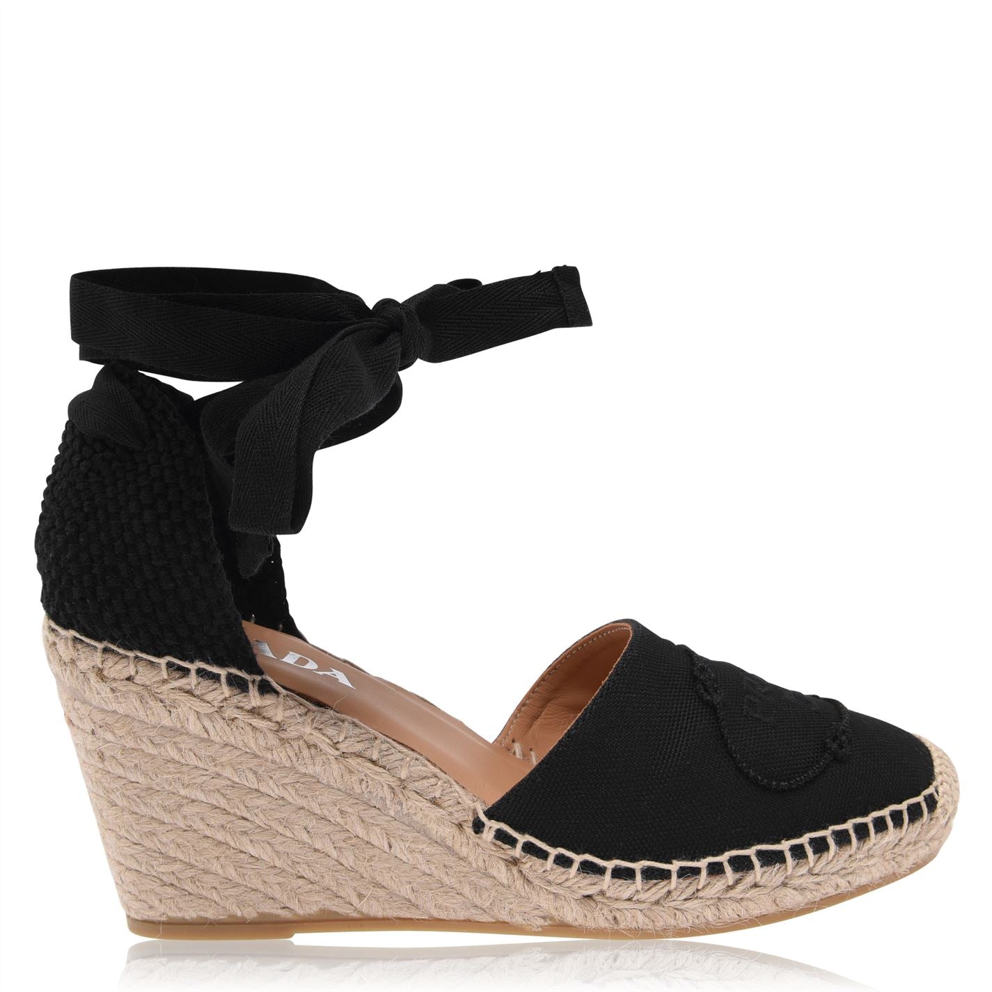 Womens Prada Black Logo Wedges Womens Heels Prada