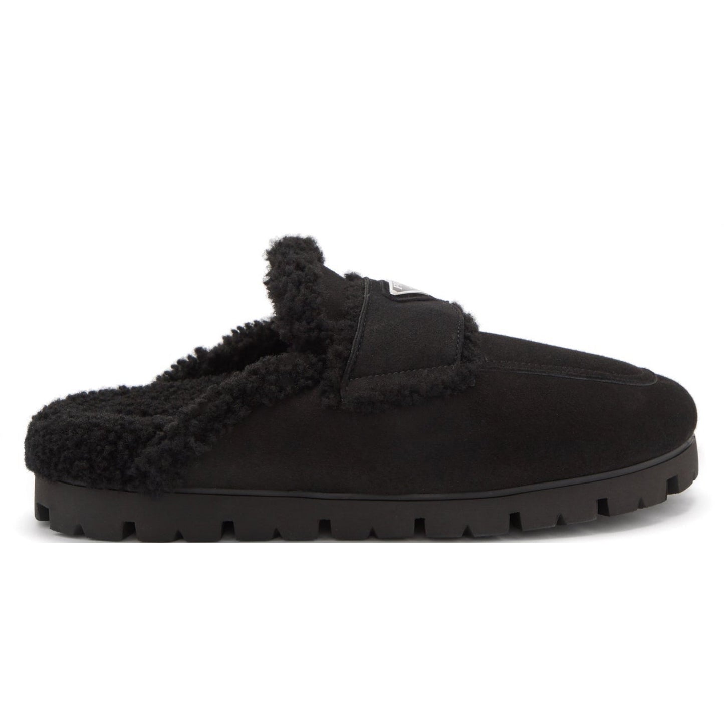 Womens Prada Black Shearling Loafer Womens Sliders Prada