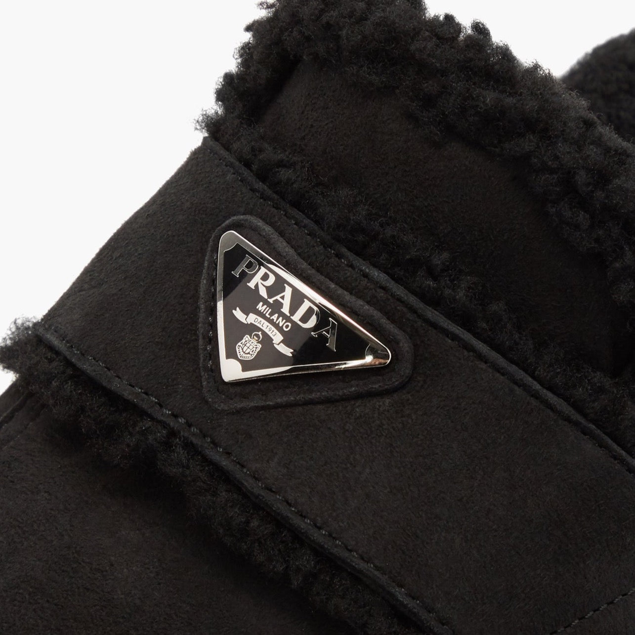 Womens Prada Black Shearling Loafer Womens Sliders Prada