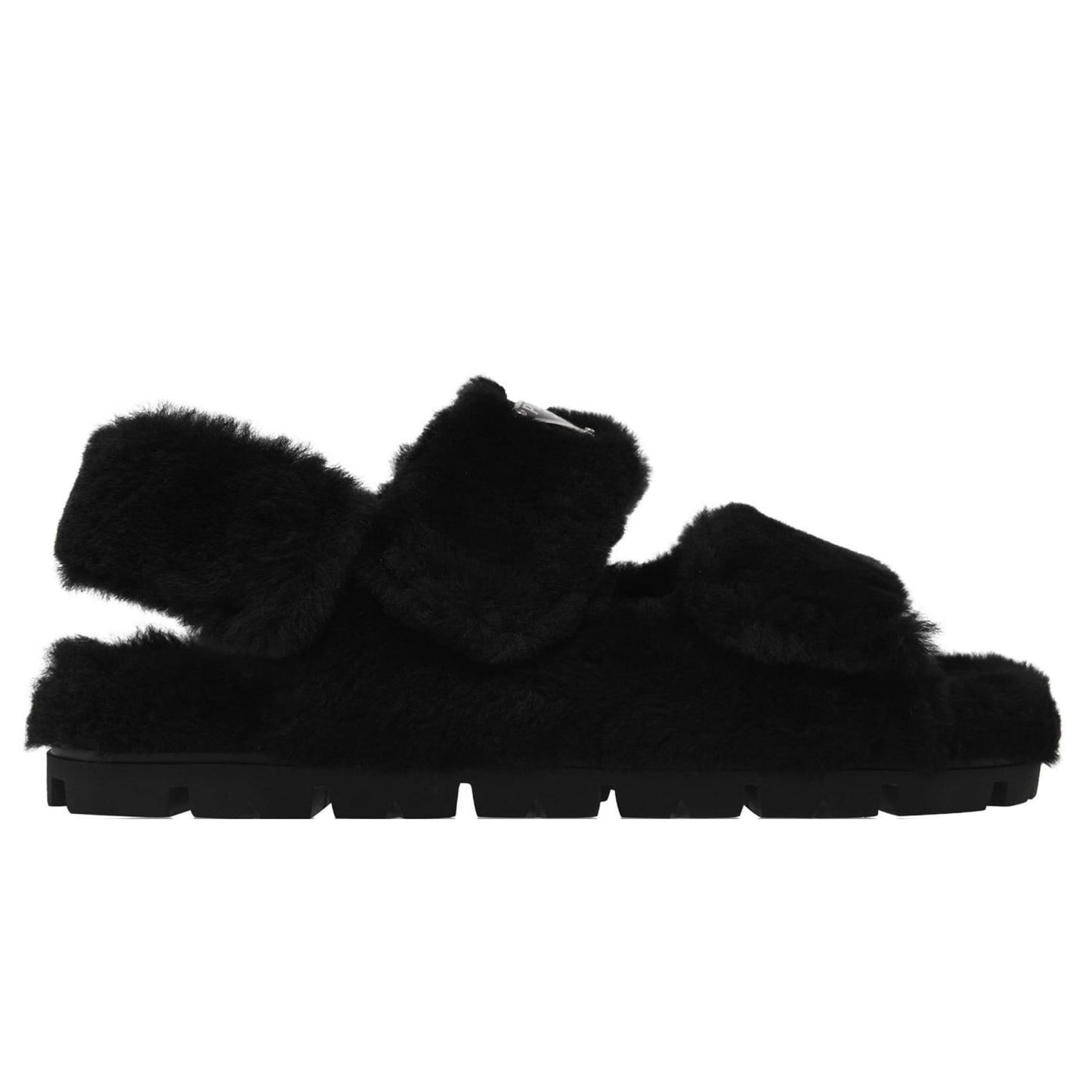 Womens Prada Black Shearling Logo Sandals Womens trainers Prada