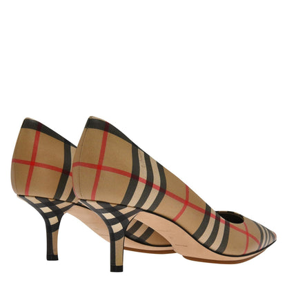 Womens Burberry Check Leather Point-Toe Pumps