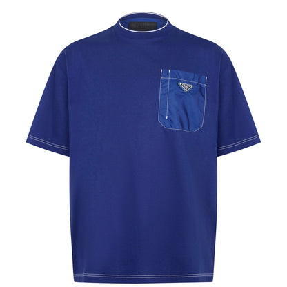 Prada Blue Plaque Logo T-Shirt - DANYOUNGUK