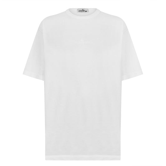 Stone Island White Embroidered Logo T-Shirt