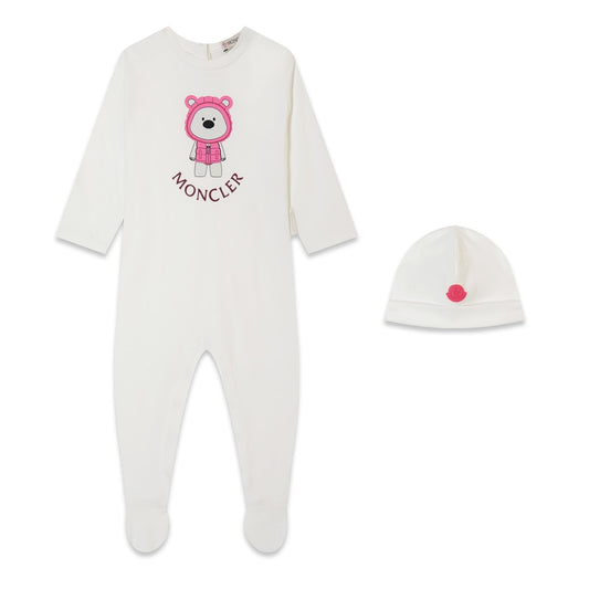 Infant Moncler Bear Babygrow & Hat Set