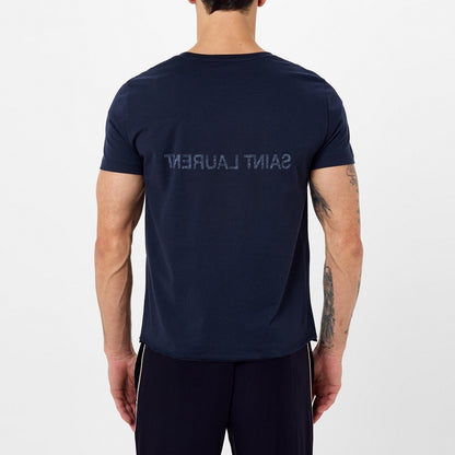 Saint Laurent Navy Reverse Logo T-Shirt