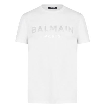 Balmain White Foil Logo T-Shirt - DANYOUNGUK