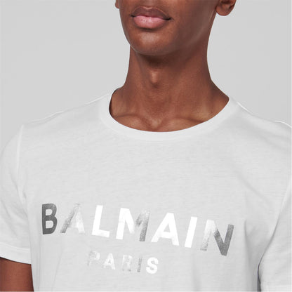 Balmain White Foil Logo T-Shirt - DANYOUNGUK