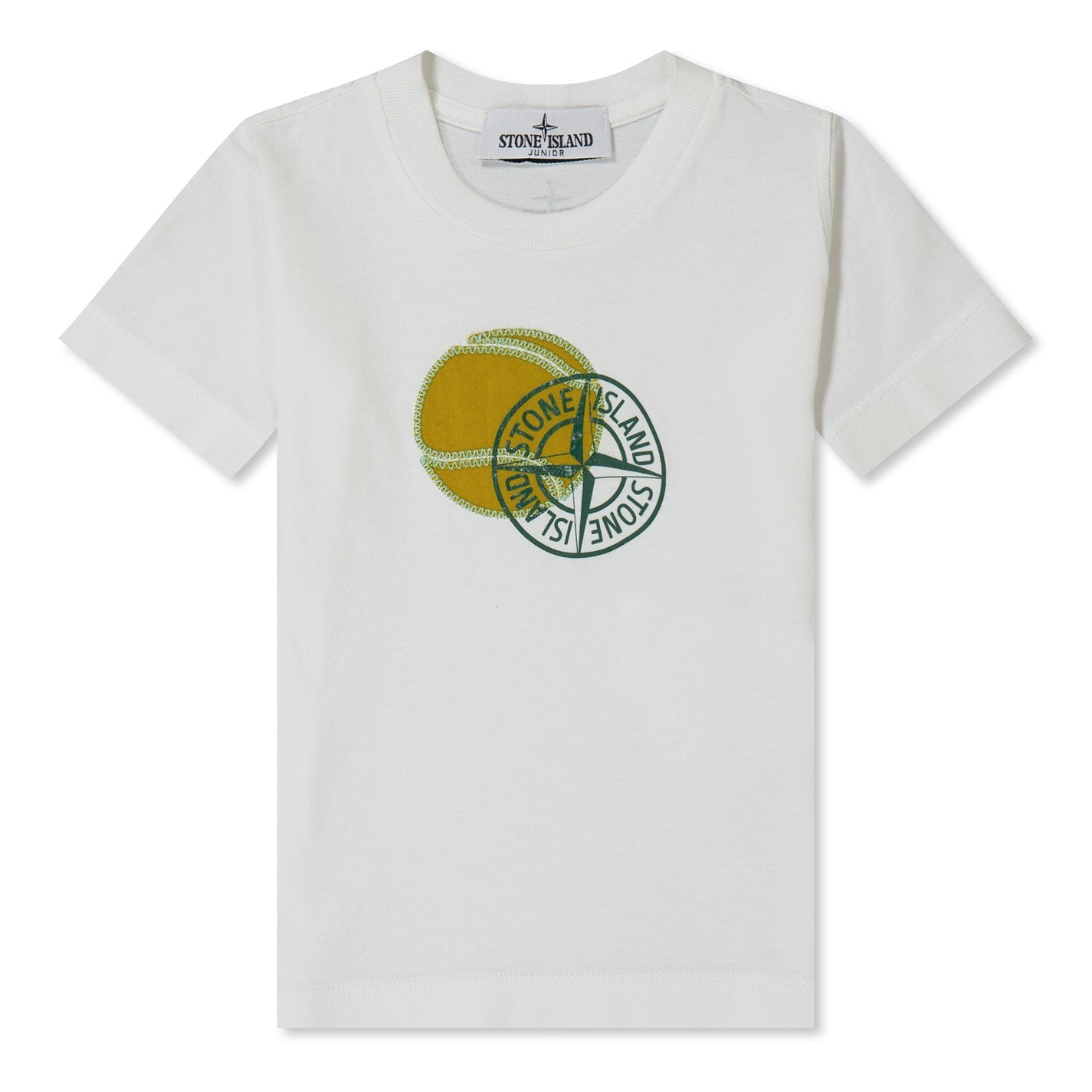Kids Stone Island White Embroidered Tennis T-Shirt - DANYOUNGUK