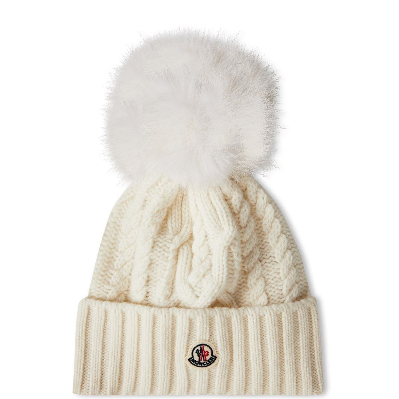 Womens Moncler Cream Bobble Beanie