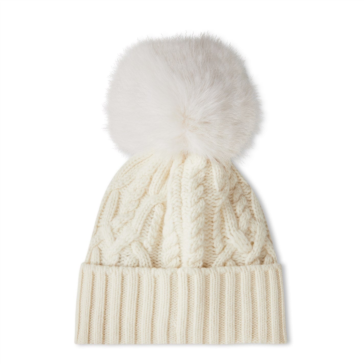 Womens Moncler Cream Bobble Beanie