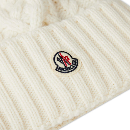 Womens Moncler Cream Bobble Beanie