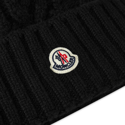 Womens Moncler Black Bobble Beanie