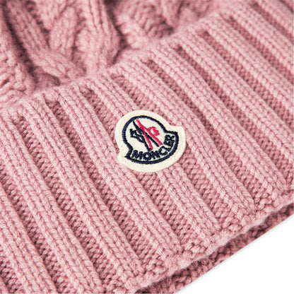 Womens Moncler Pink Bobble Beanie