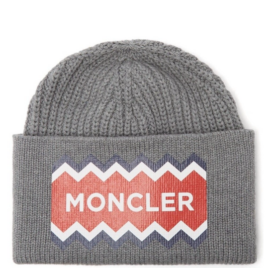 Moncler Logo Print Wool Beanie