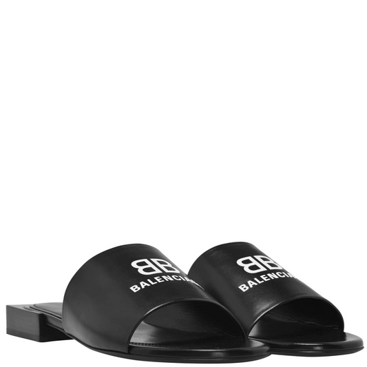 Womens Balenciaga Black Logo Sandals - DANYOUNGUK