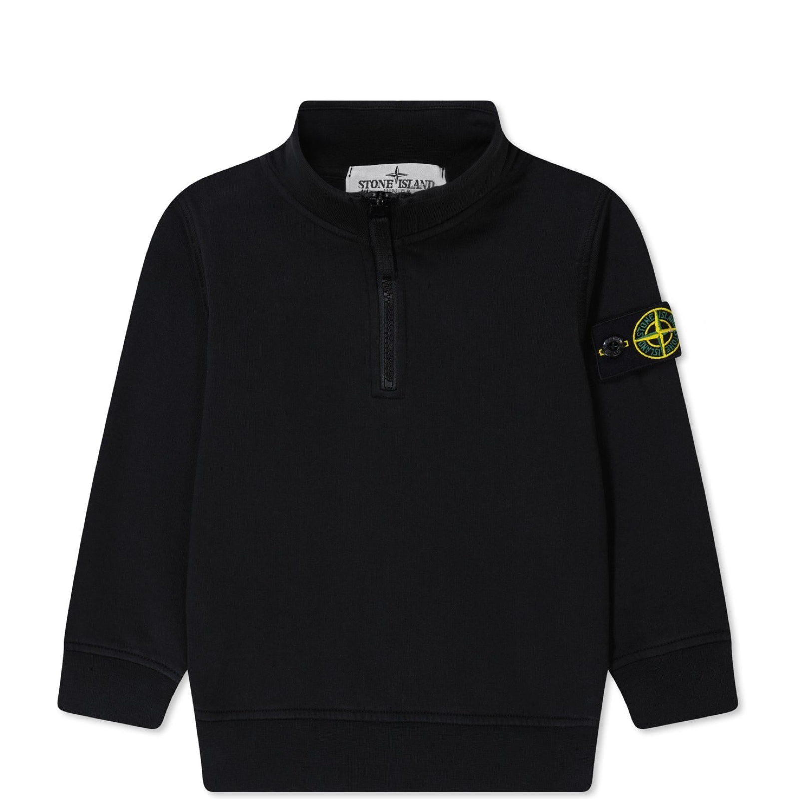 Stone Island Junior Black 1/4 Zip Sweatshirt - DANYOUNGUK