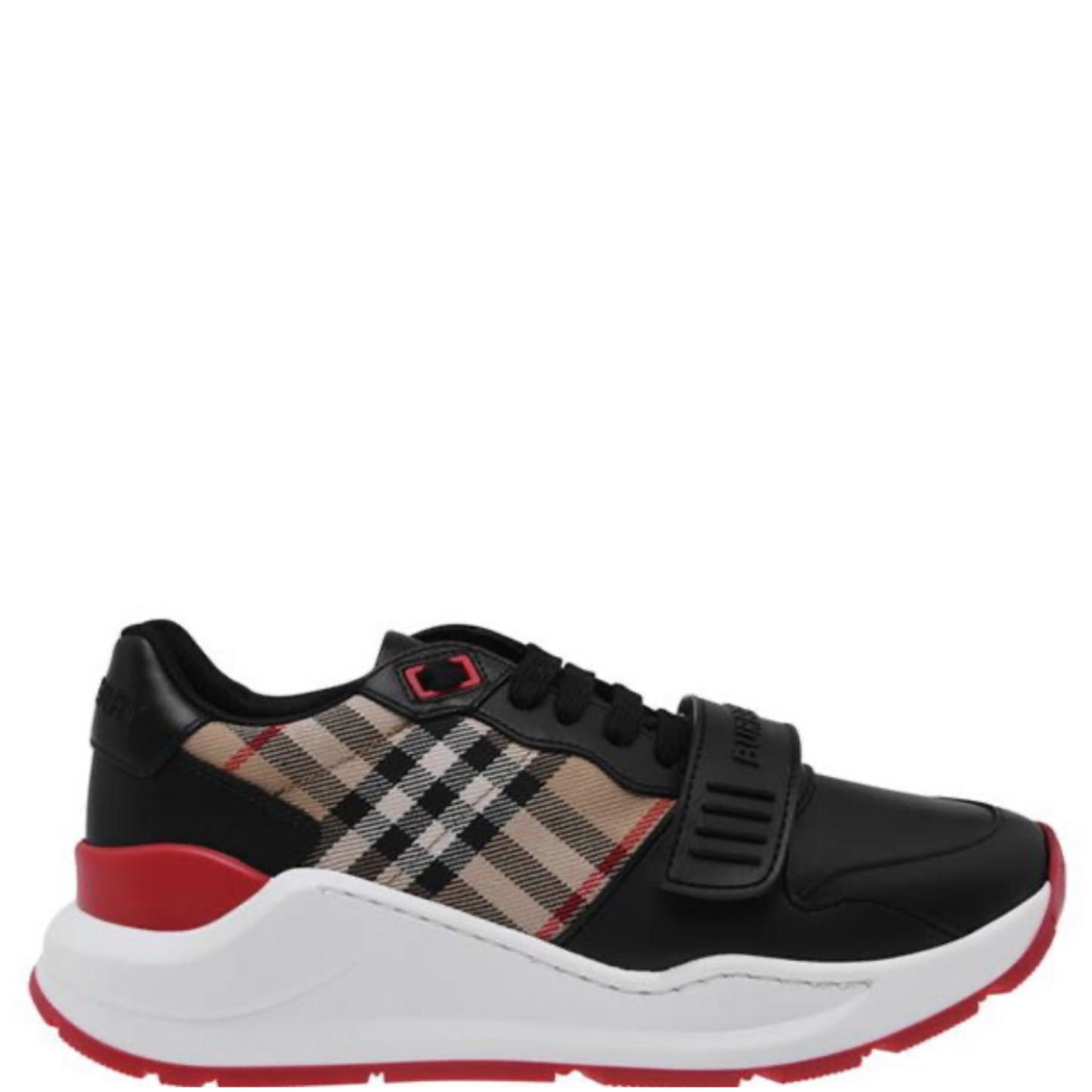 Womens Burberry Leather And Vintage Check Sneakers - DANYOUNGUK