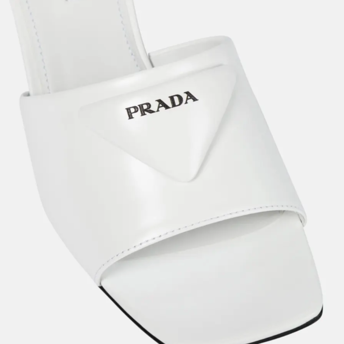 Womens Prada White Logo Mules