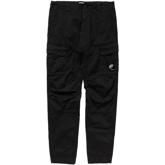 CP Company Black Stretch Satin Cargo Trousers - DANYOUNGUK