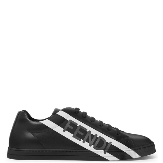 Fendi Black Leather Logo Sneakers - DANYOUNGUK