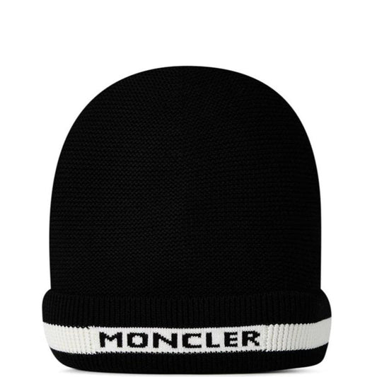 Moncler Black Logo Knit Beanie