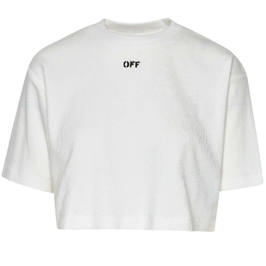 Women's Off-White Ribbed Cropped T-Shirt - DANYOUNGUK