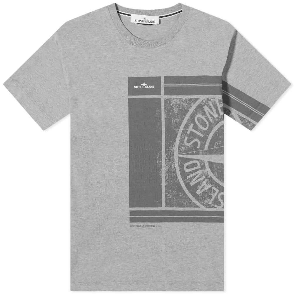 Stone Island Grey Large Logo T-Shirt - DANYOUNGUK
