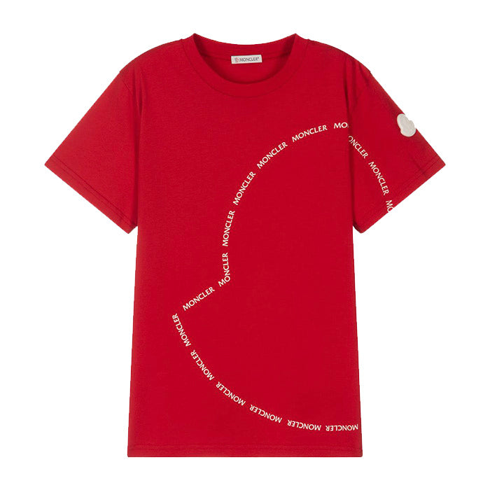 Kids Moncler Red Logo T-Shirt - DANYOUNGUK