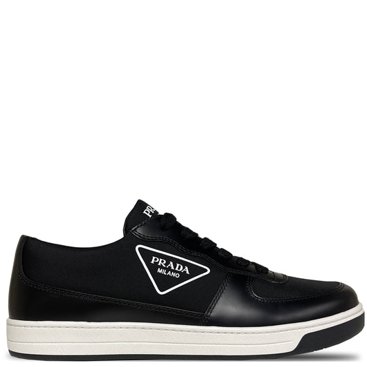 Prada Leather Triangle Logo Black & White Trainers - DANYOUNGUK