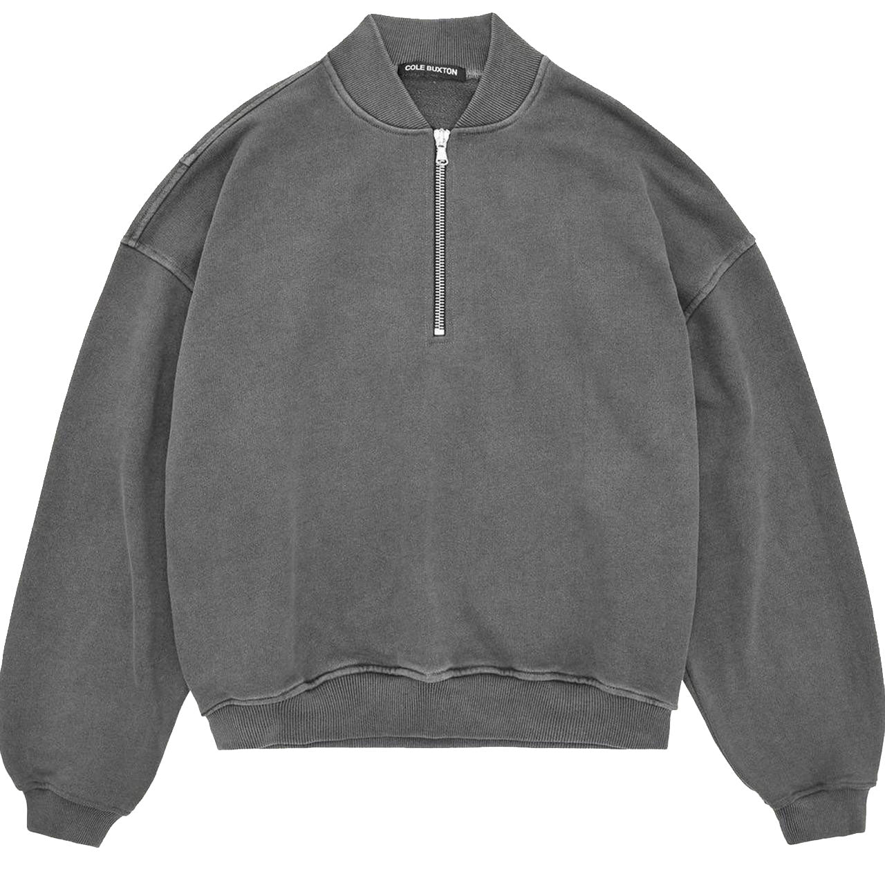Cole Buxton 1/4 Washed Grey Zip Sweatshirt - DANYOUNGUK