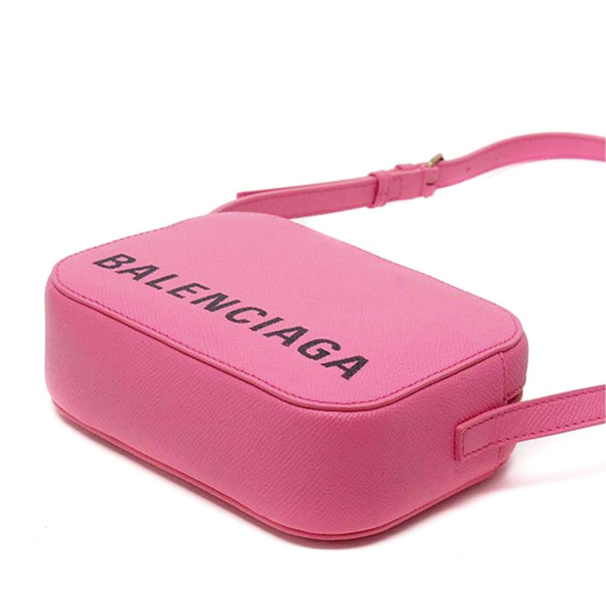 Balenciaga Xs Everyday Logo Print Camera Bag In Acid Pink Black