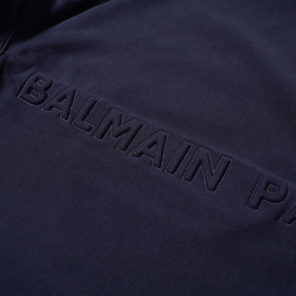 Balmain Navy Embossed Tape Logo Sweatshirt Sweatshirt Balmain 
