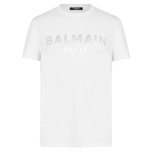 Balmain White Slim Foil Logo T-Shirt T-Shirt Balmain 