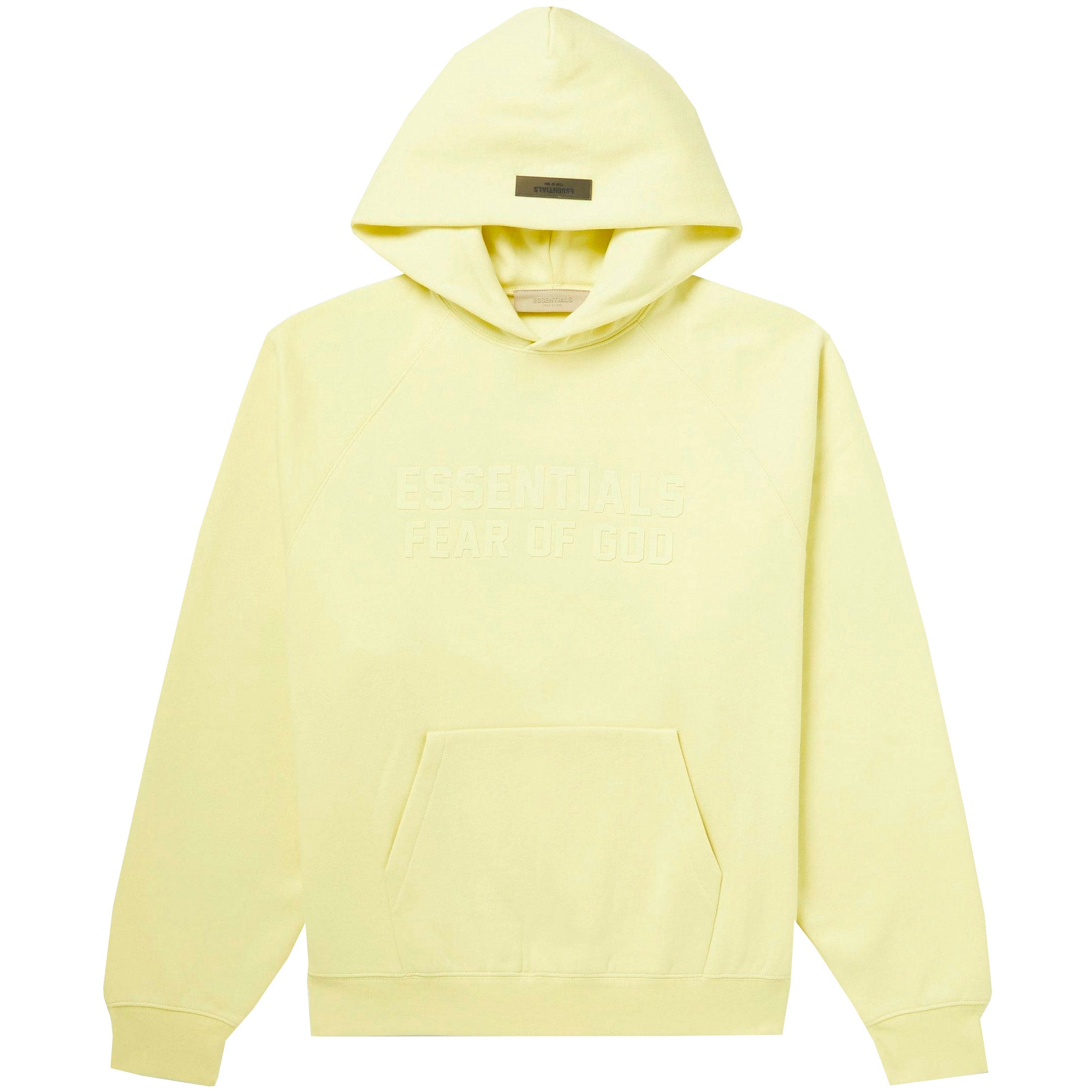 Fear of god essentials yellow hoodie sale